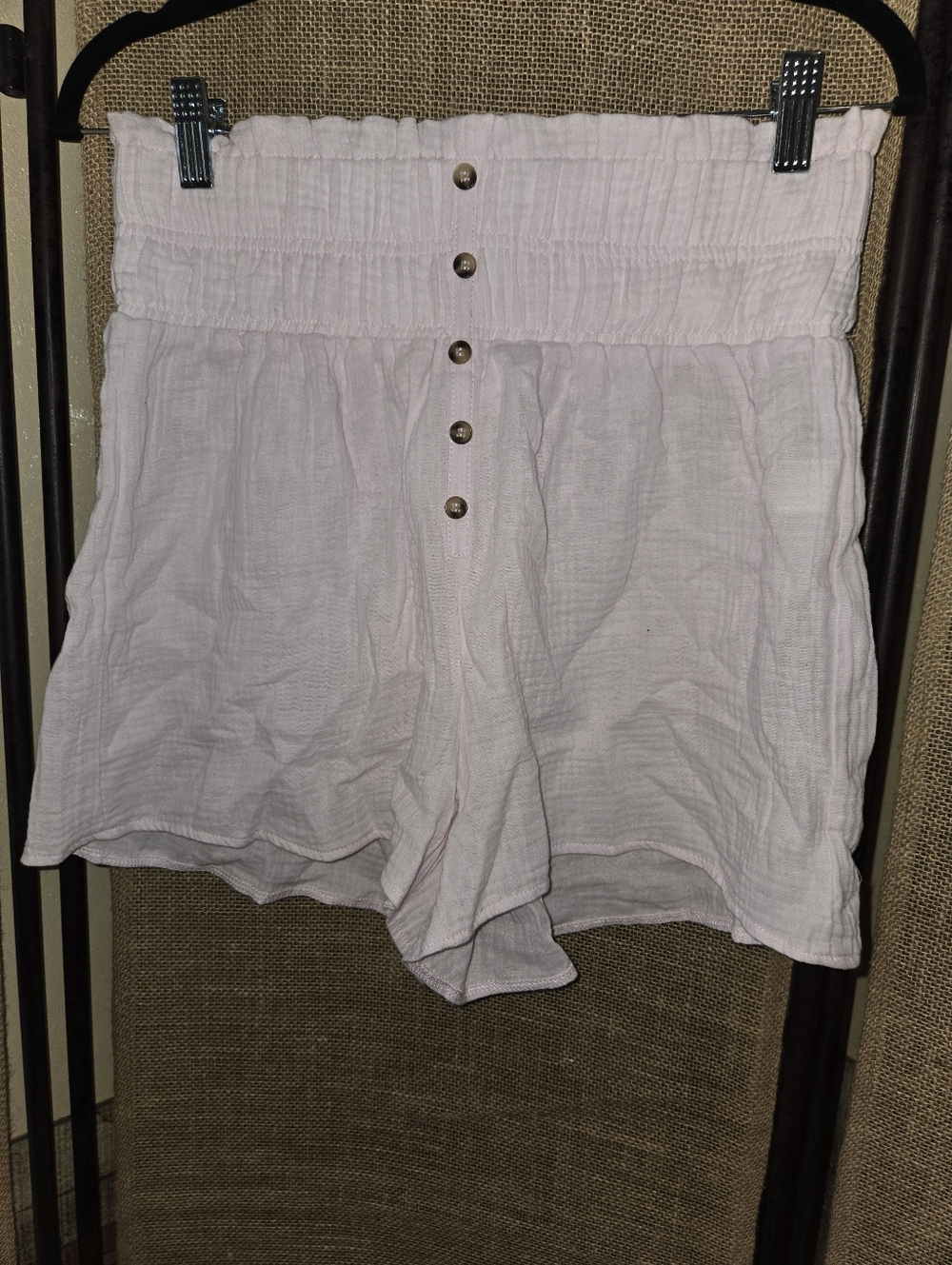 NWOT Women's Simply Southern Pink 100% Cotton  Shorts Button Accents Size Medium
